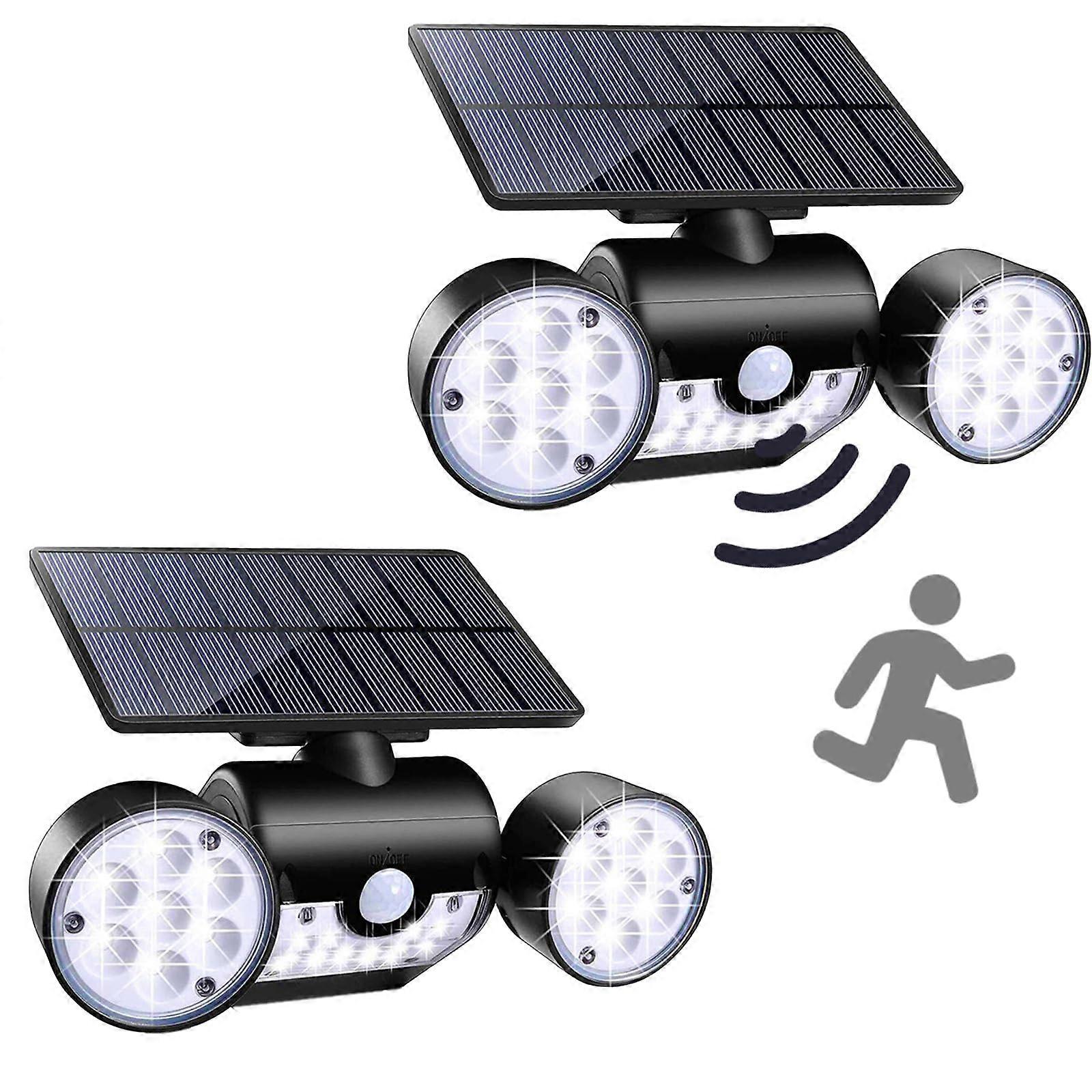 2 Pack Solar Motion Sensor Lights Outdoor, 30 LED IP65 Waterproof Dusk to Dawn for Yard and Garden