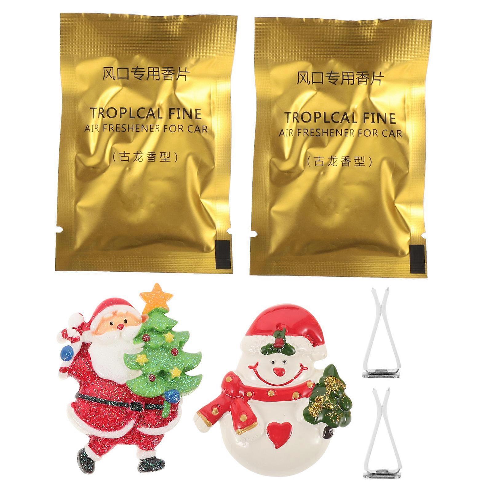 Christmas Car Vent Clips for Scent Diffuser 2Pcs Santa Snowman Accessories
