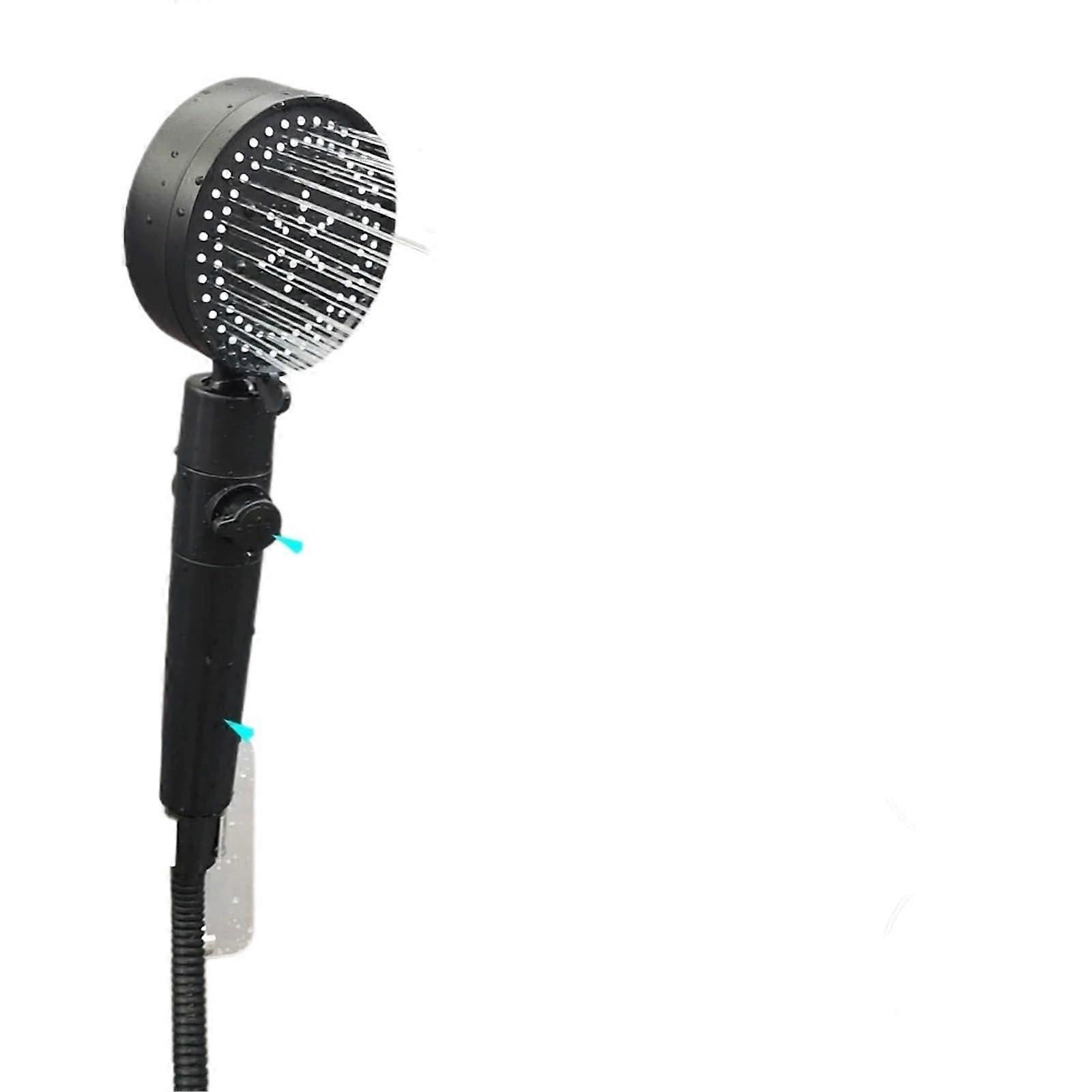 Pressure Handheld Shower Head Black Silver 360° Rotation 5 Modes with Stop Button and Filter