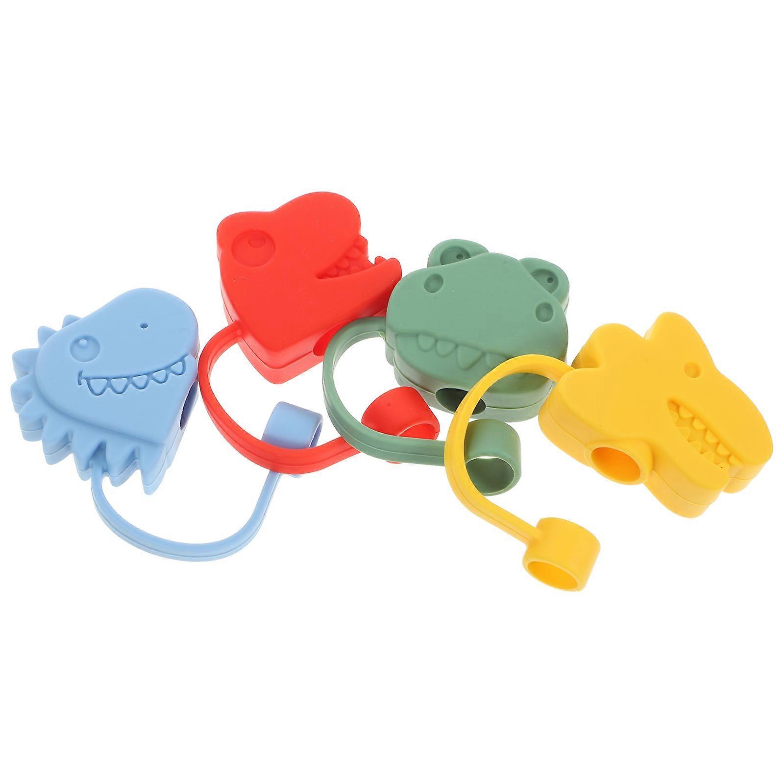 4pcs Reusable Silicone Straw Covers with Caps for Party Straws