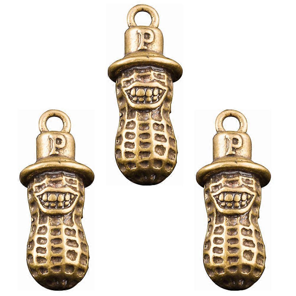 Keychain Charm Brass Pendant for Decor 12Pcs Peanut Shaped Craft