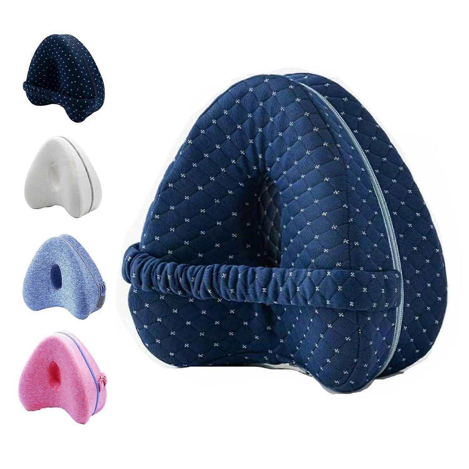 Knee Pillow for Side Sleepers Memory Foam Heart Shape Leg Alignment Pillow with Adjustable Strap Navy