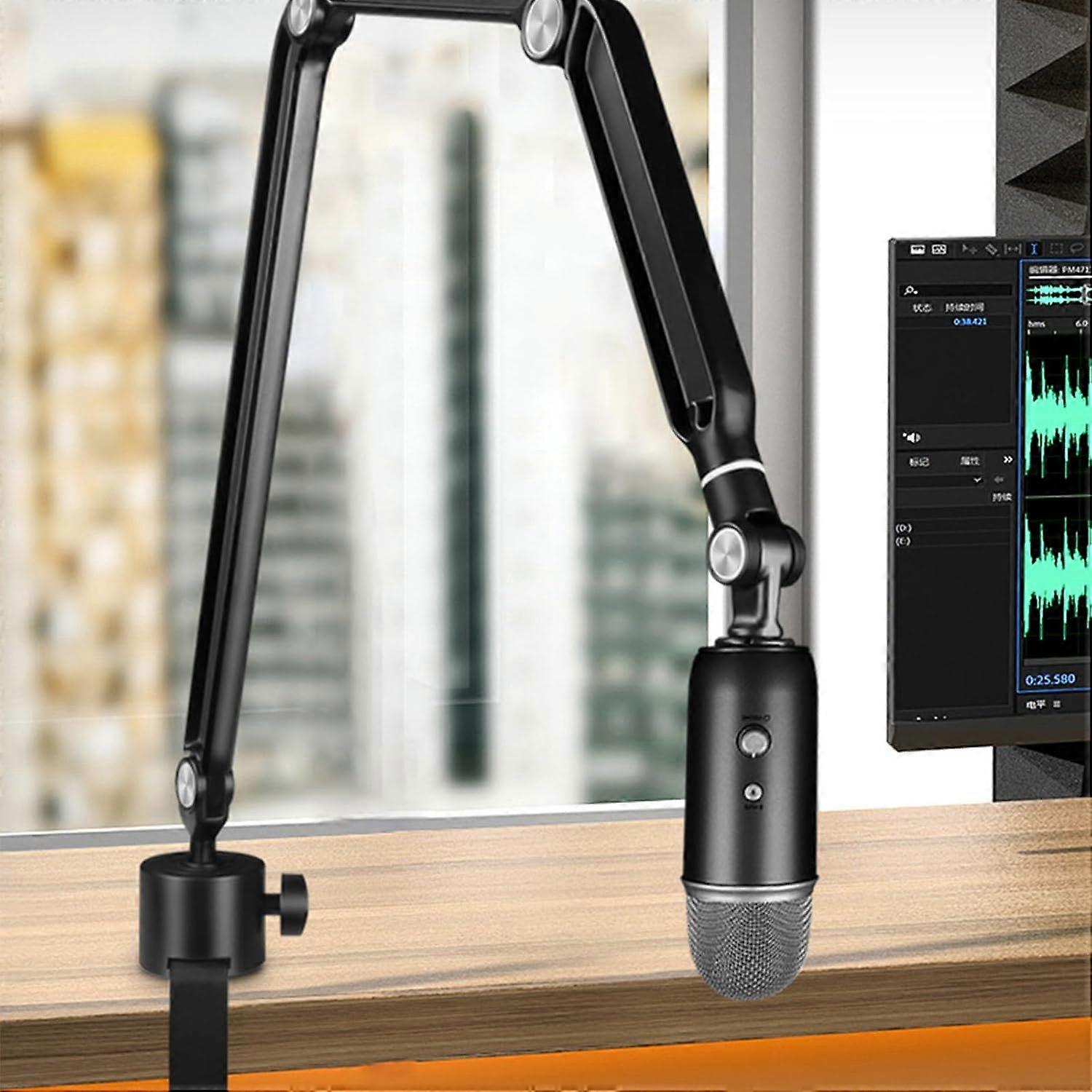 Rugged Mic Arm Stand With 360Degree Rotation, 3/8Inch Thread, 5/8Inch Mic Mount, Universal Microphone Compatibility