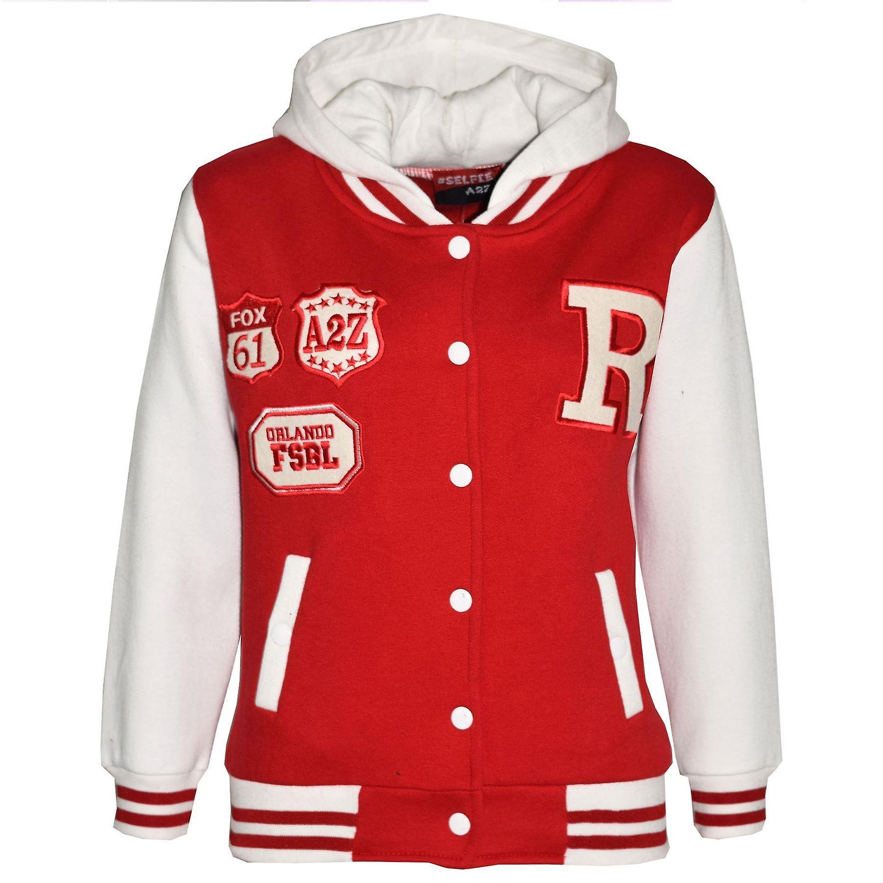 Unisex Baseball Red Contrast Color Jackets