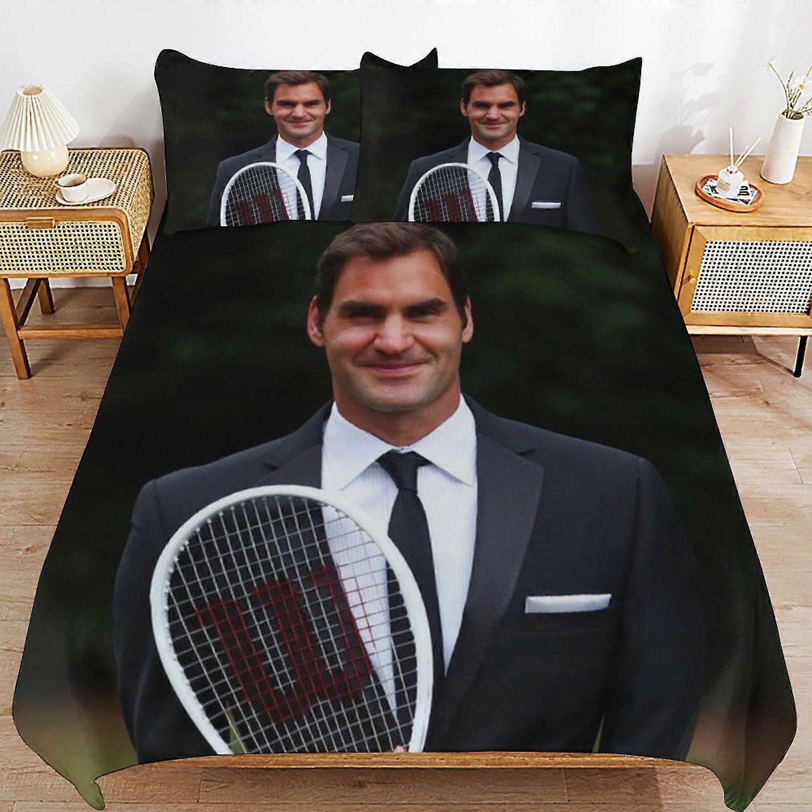 Roger federer Consistent Soft Layer Machine Wash Safe Threaded Finish Duvet Cover Sets Comfortable Bedding