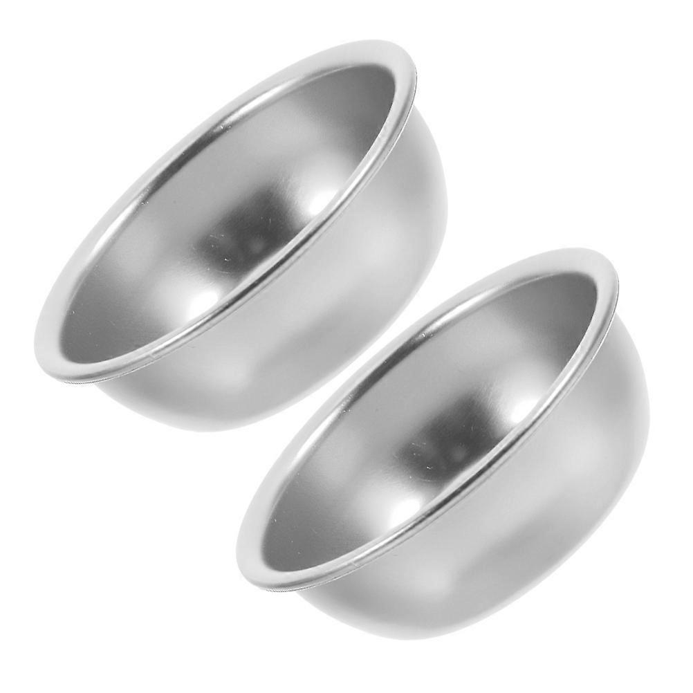 Aluminum Mini Soy Sauce Dish for Table 2Pcs Silver Round Serving Bowls