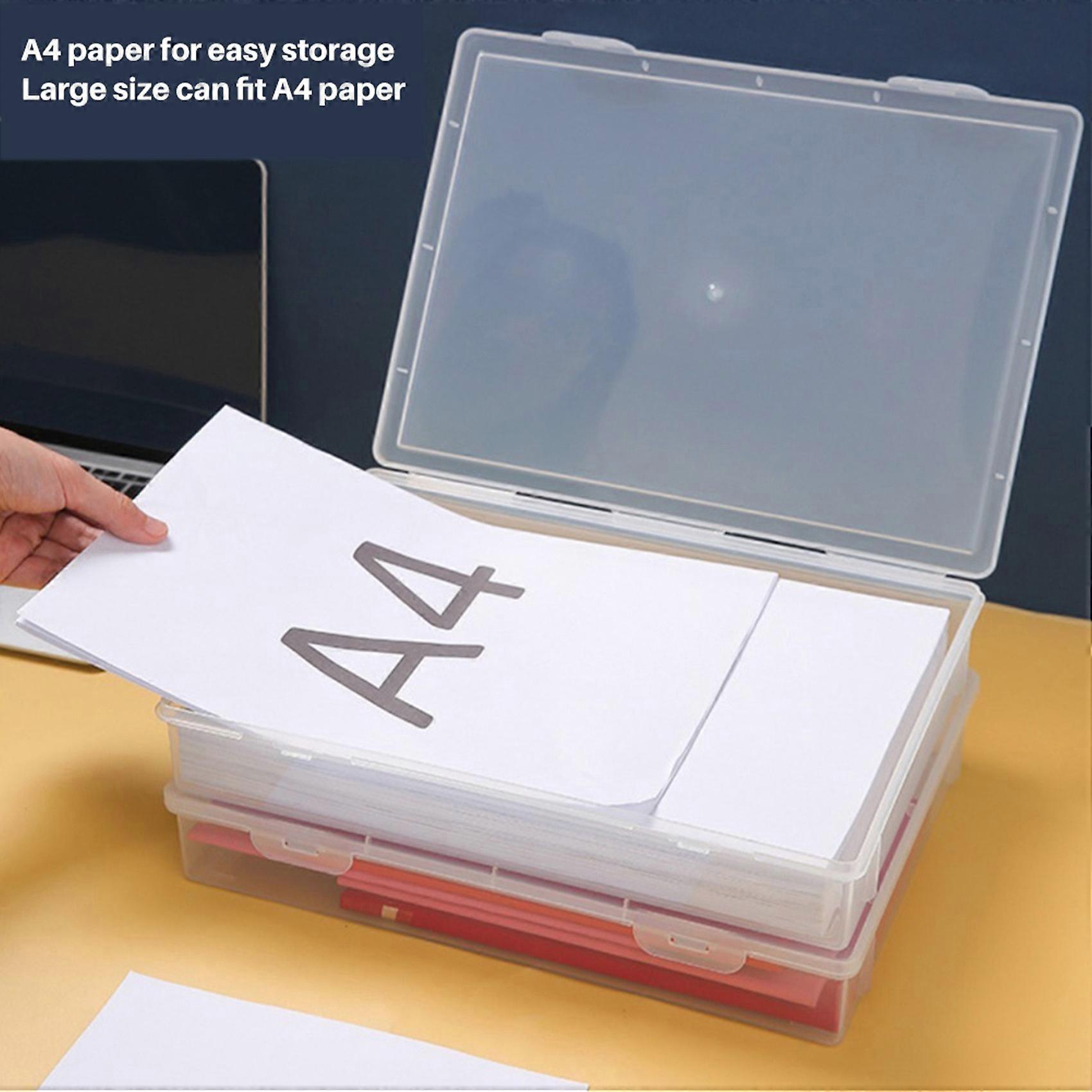 2X Plastic File Organizer Transparent Square Storage Box A4 Storage Box File Storage Box L