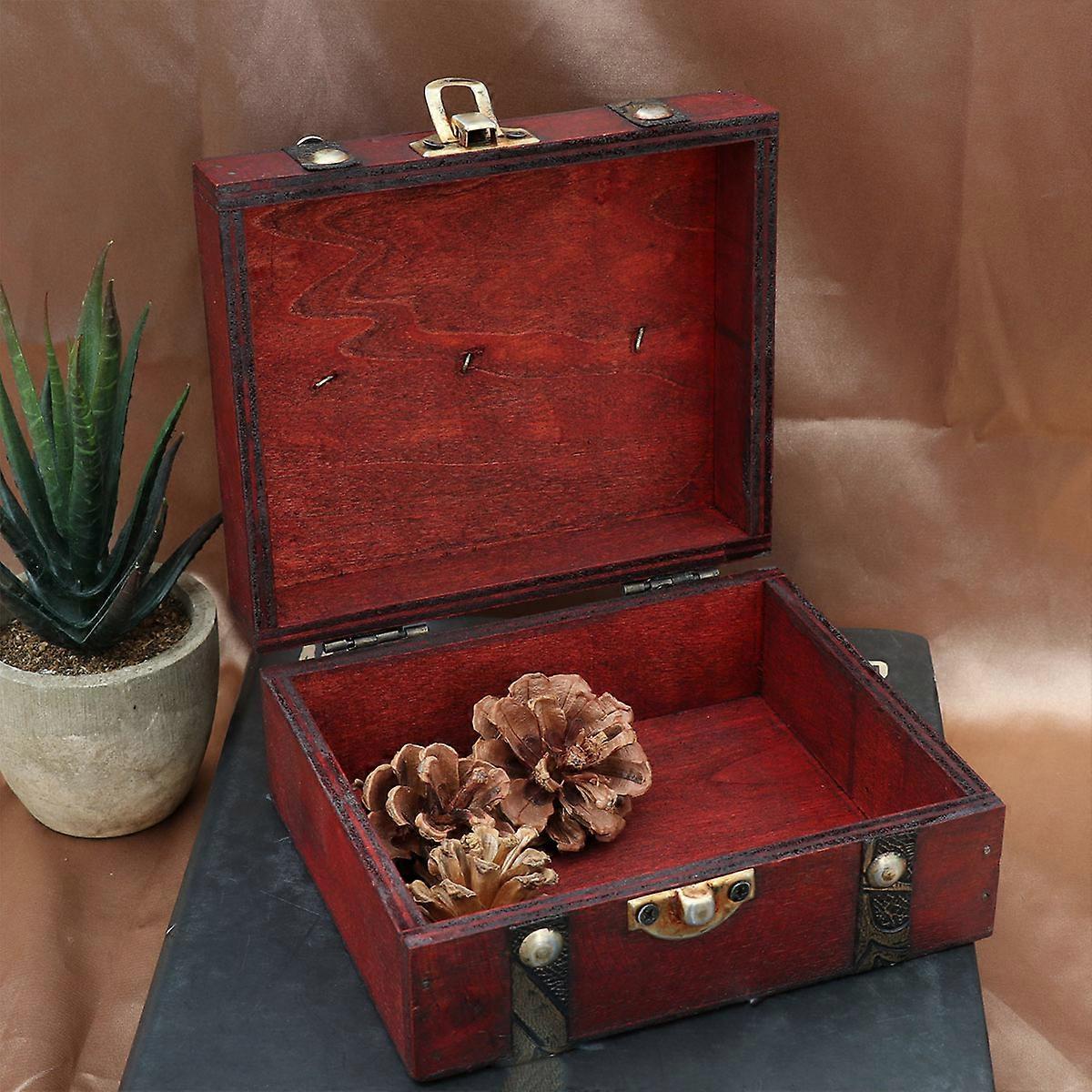 Wooden Storage Boxes Storage Boxes for Receiving Articles Archaistic Double Belt