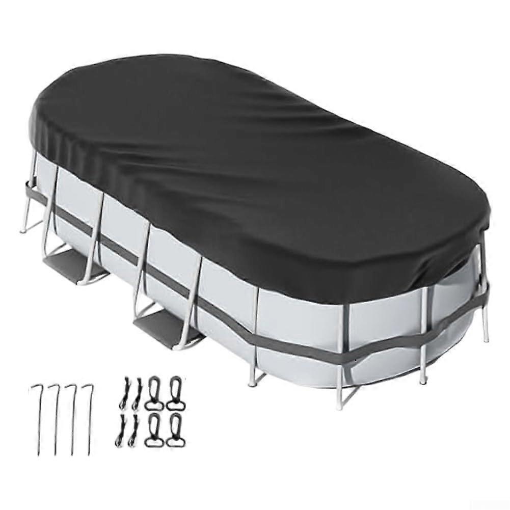 Above Ground Oval Pool Cover Weather Resistant Polyester Fits Rectangular Inflatable Frame Pools