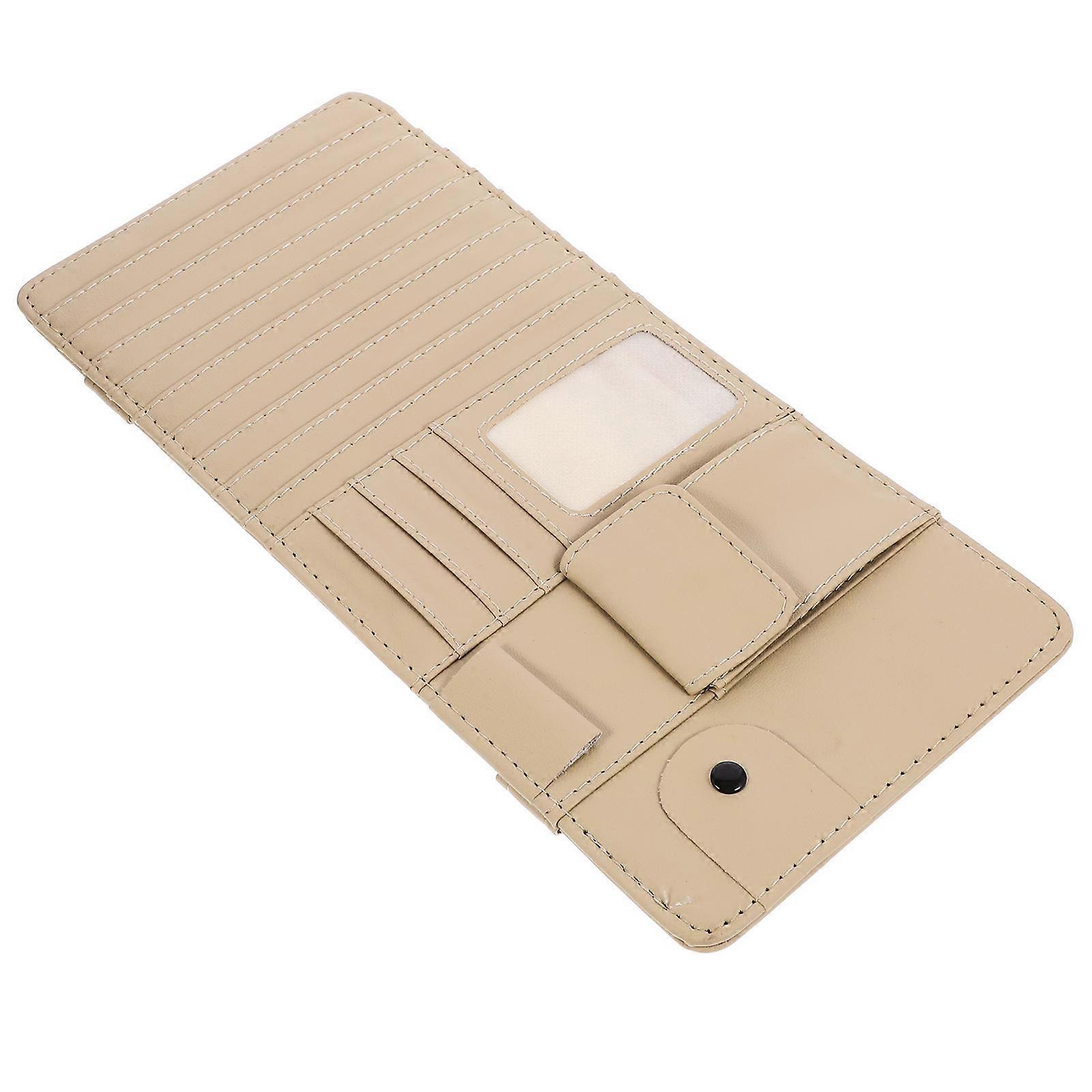 Car Organizer Holder for Sun Visor with Multifunction Storage Pouch Beige