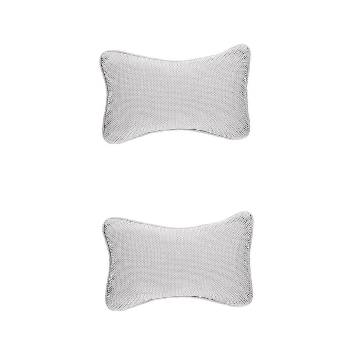 Bath Pillow with Suction Cups, Full Head Neck Support Spa Bathtub Pillow Cushion, 2 Pack Grey
