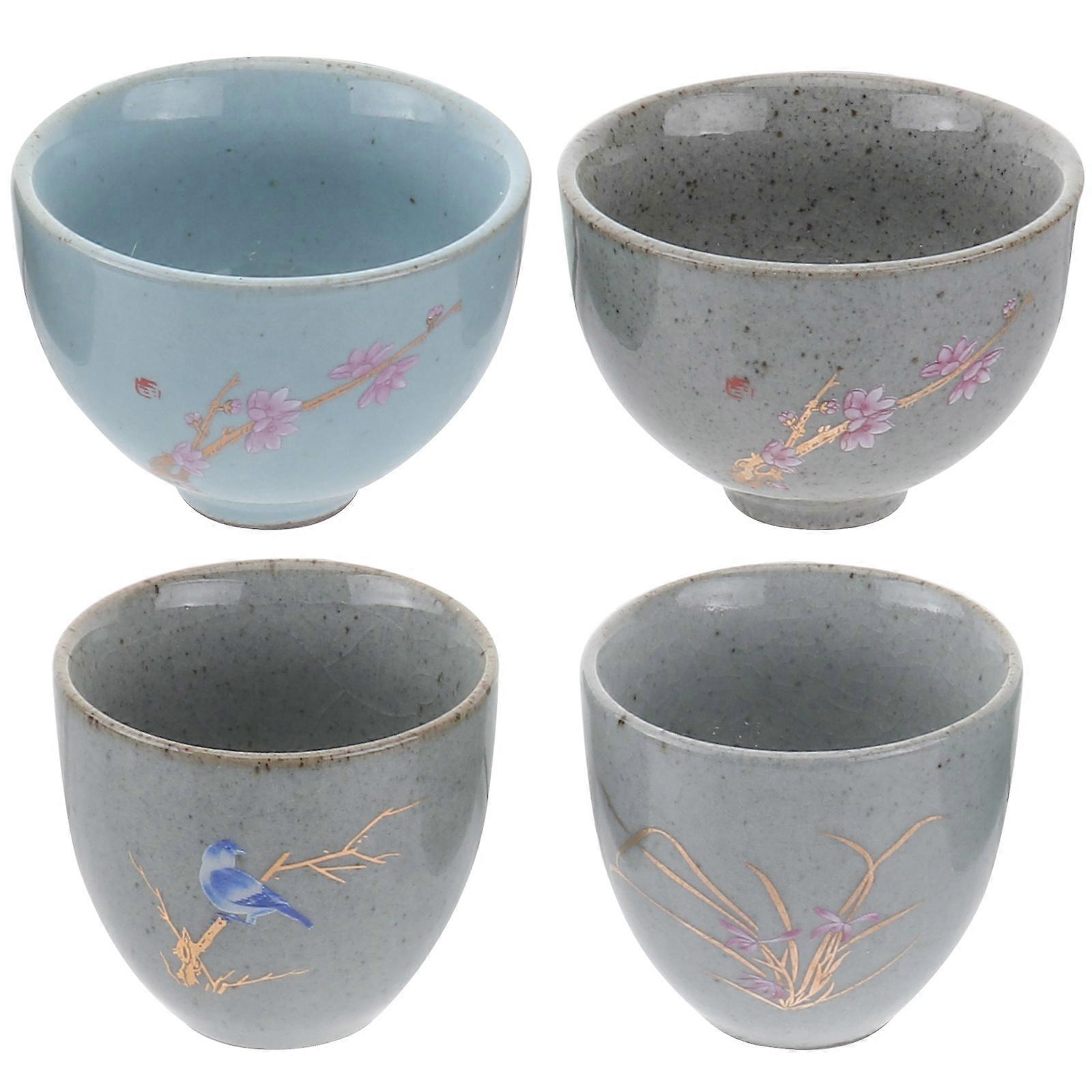 Tea Cup Ceramic Teaware for Brewing Tea 4Pcs Set