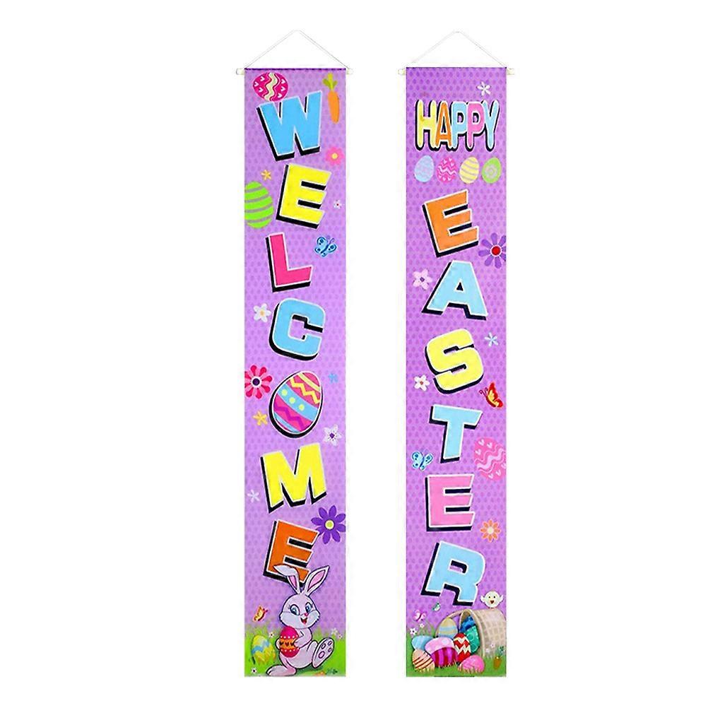 Violet Easter Door Decor 1Pair Banner for Decoration Made of Polyester
