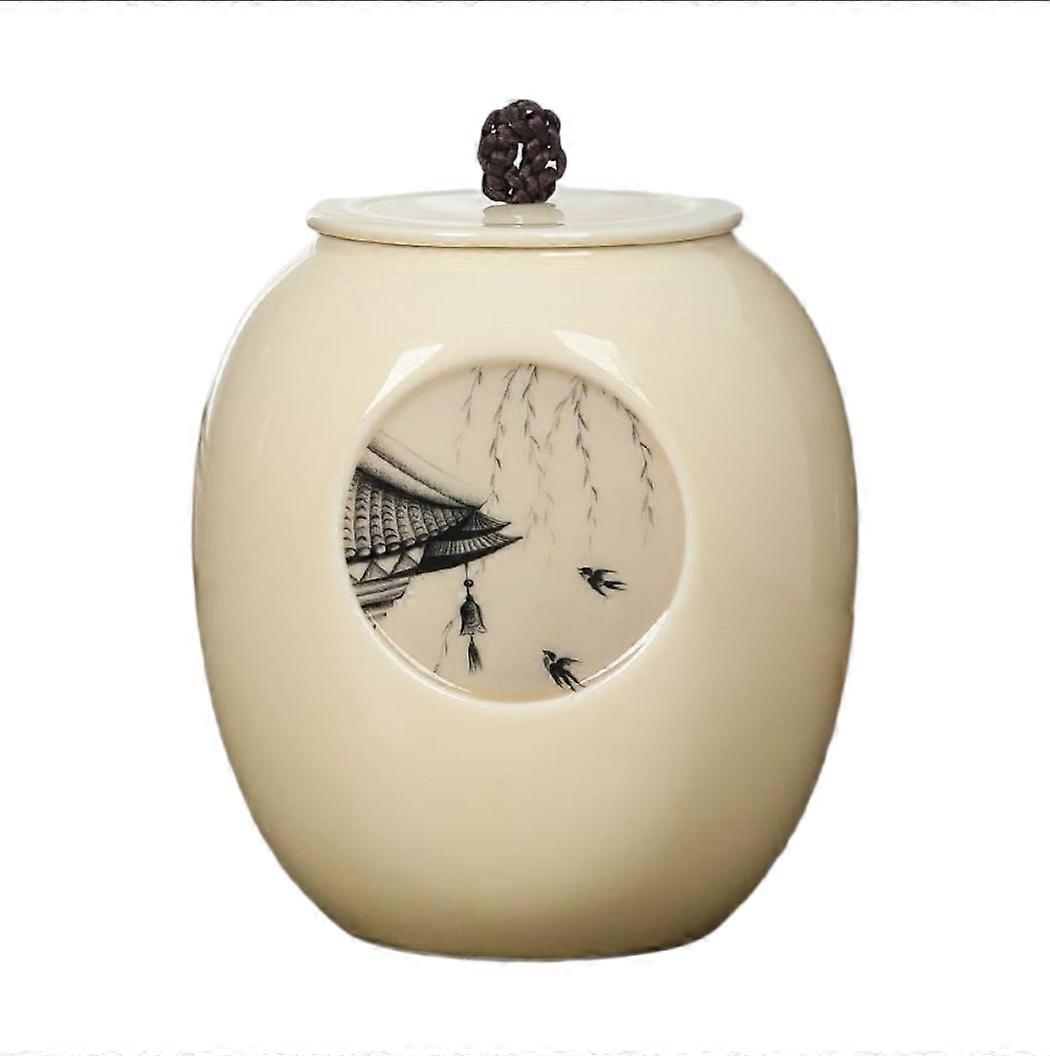 Tea Pot Ceramic Sealed Can Tea Caddy Large Household Moisture-Proof Storage Tank Universal Green Tea Black Tea Pu'er Customized Can