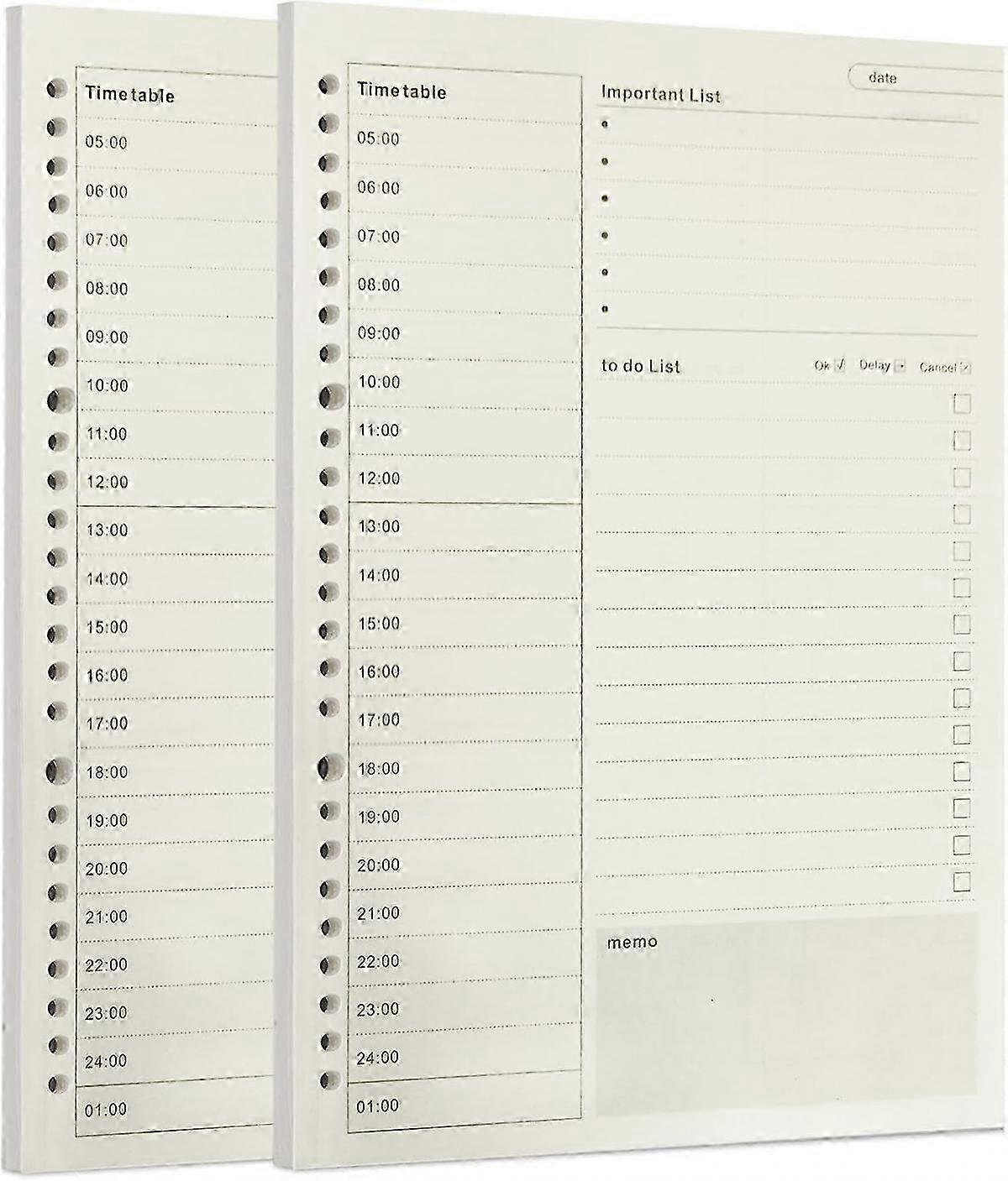 2Pcs Daily Planner Notepad with Time Table Section to-do List,Kraft Cover,Time