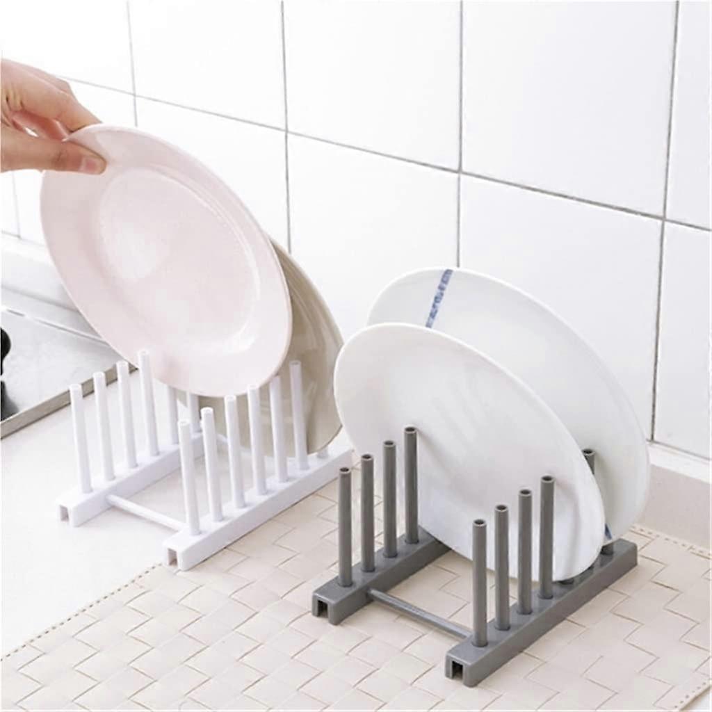 Kitchen Dish Rack with Pot Lid and Spoon Holder, Compact Countertop Drying and Storage Organizer