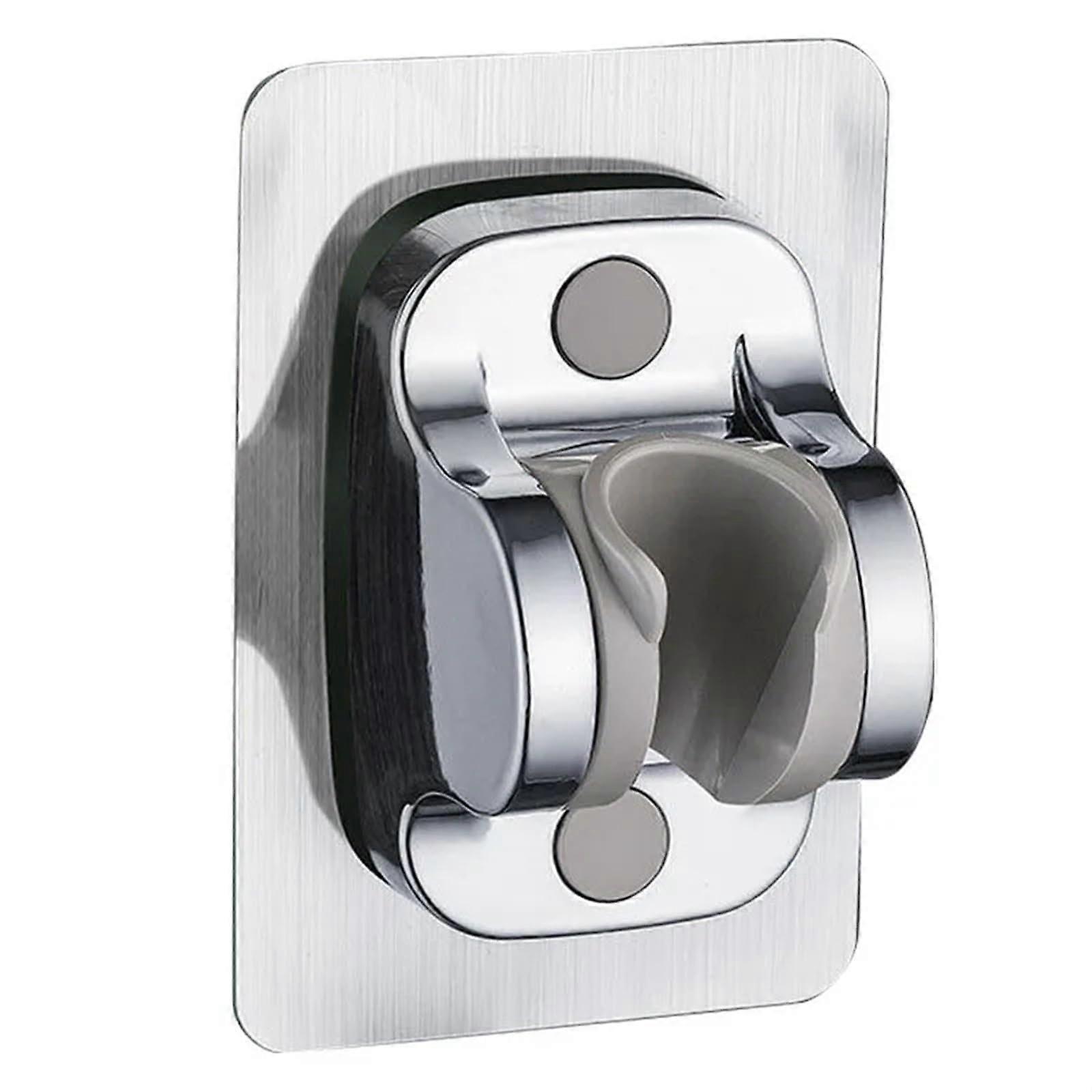 Shower Head Holder SelfAdhesive No Drilling Wall Mount Adjustable Bracket Universal Bathroom Silver Plus