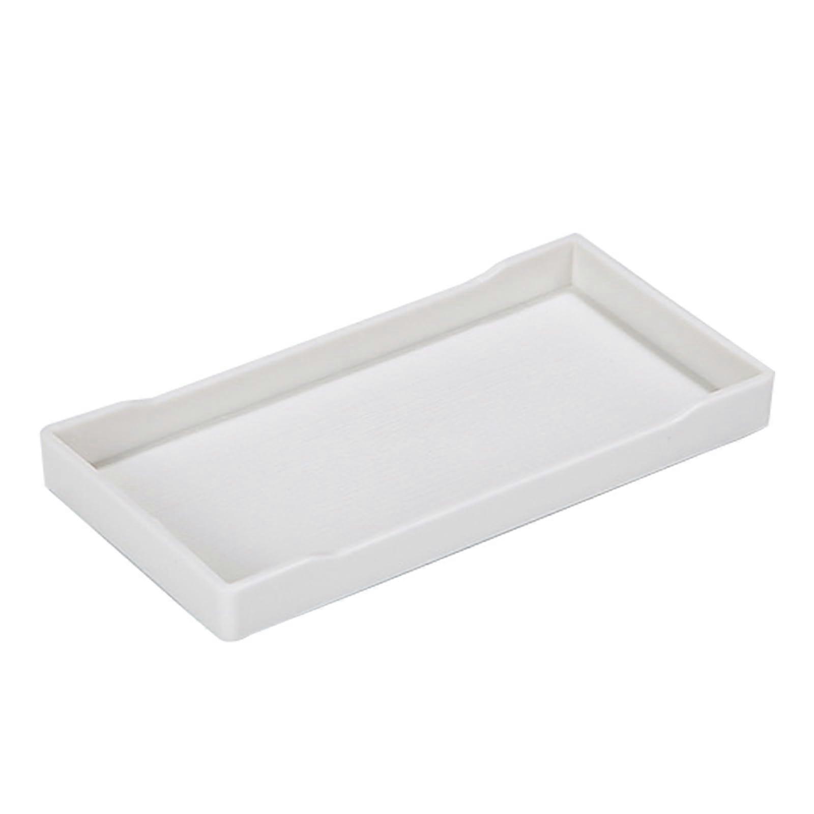 Plastic Rectangle Serving Tray Small Durable Food Organizer for Kitchen and Bathroom White