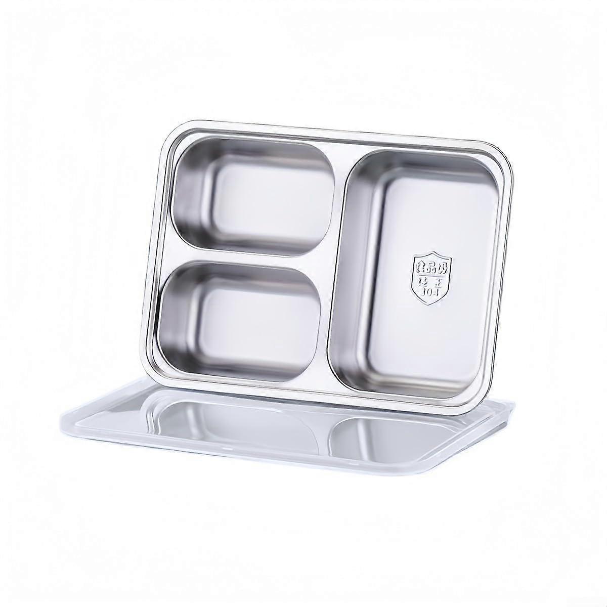 3 Compartment Stainless Steel Lunch Box with Clear Lid, Stackable Bento Container for Fresh Snacks