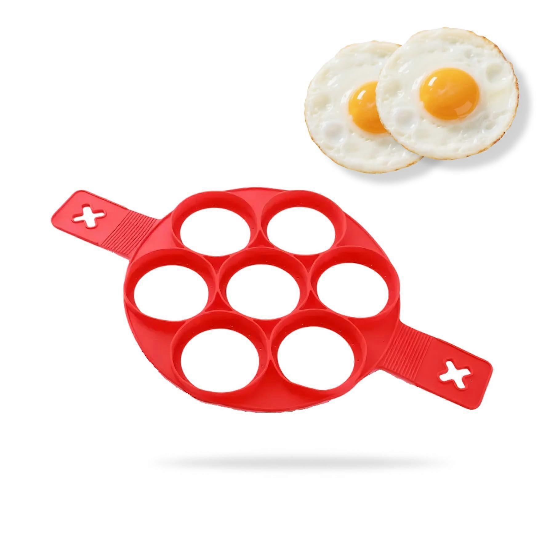 7 Hole Silicone Pancake Mould Non Stick Fried Egg Ring Pan Easy Clean Multi Shape Cooking