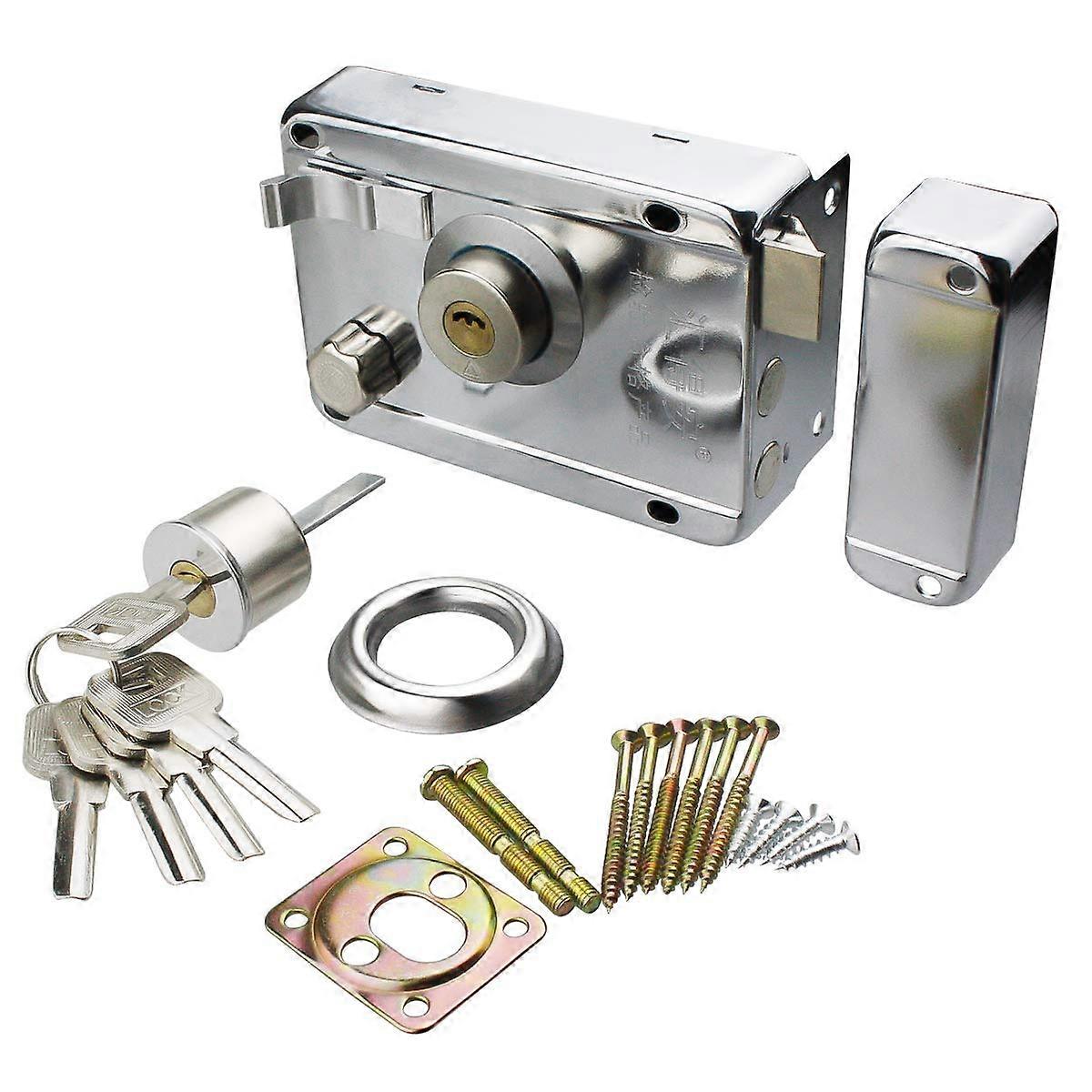 Double Bolt Door Rim Lock Durable Metal Deadbolt for Home Security with Keys and Install Kit