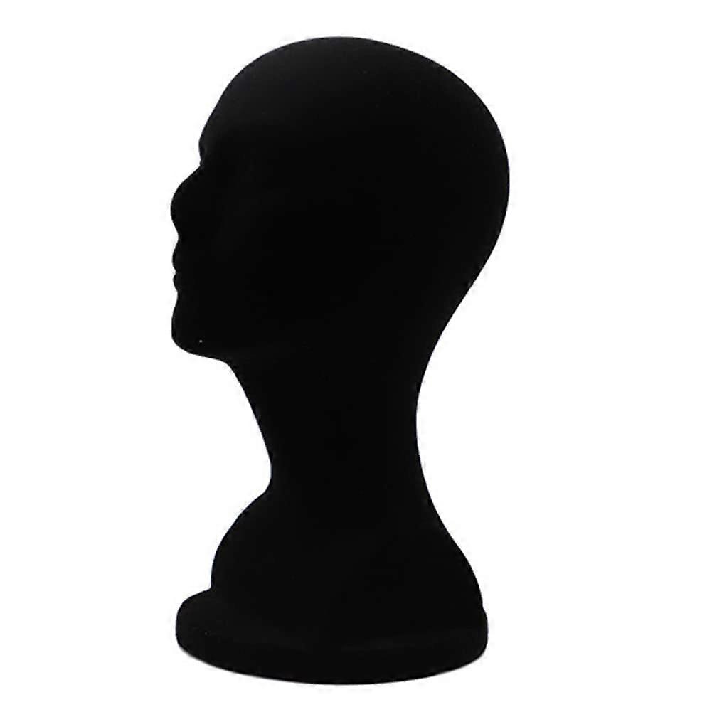 Black Foam Mannequin Head with Weighted Base for Wig Styling and Hat Display
