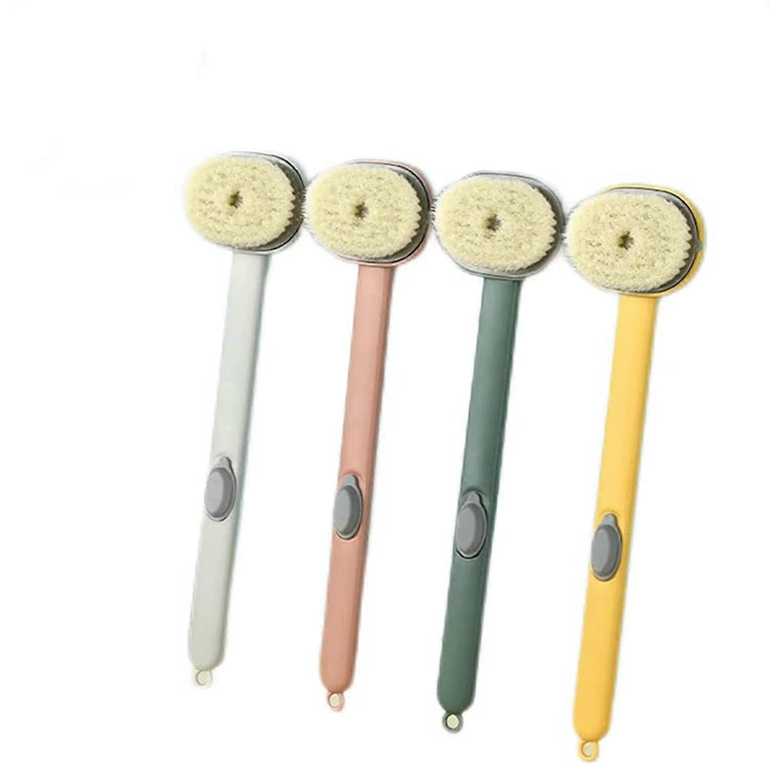 Back Scrubber with Soap Dispenser, Ergonomic Long Handle Bath Brush, Detachable Head for Shower