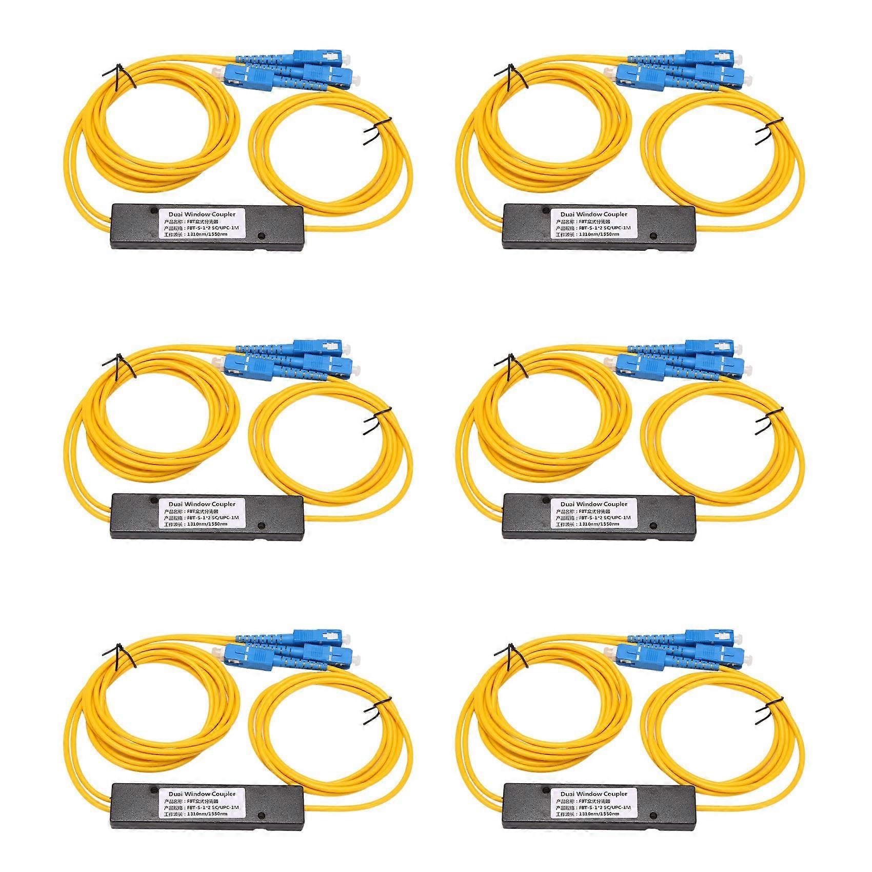6X SC UPC 1x2 PLC Fiber Optic Splitter Singlemode FTTH Coupler with CarrierGrade Reliability