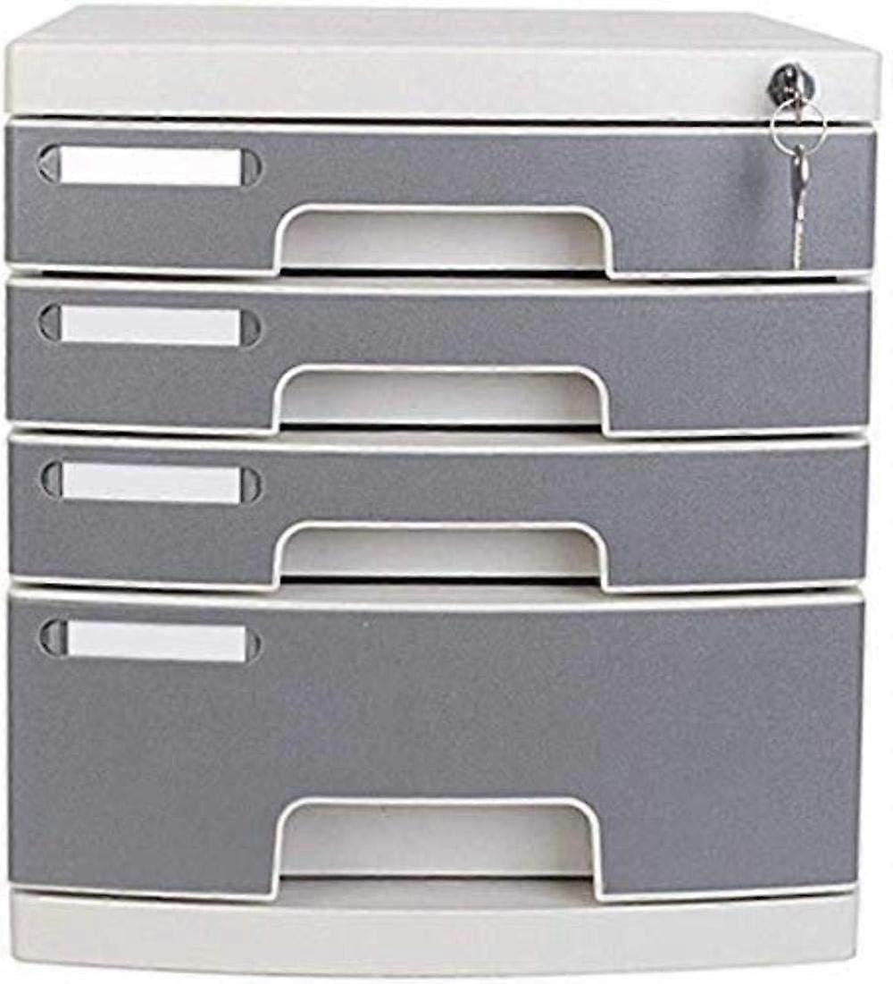 4 Drawer Lockable File Cabinet with Compact Hanging Folder Storage, Grey Plastic Office Filing Cabinet