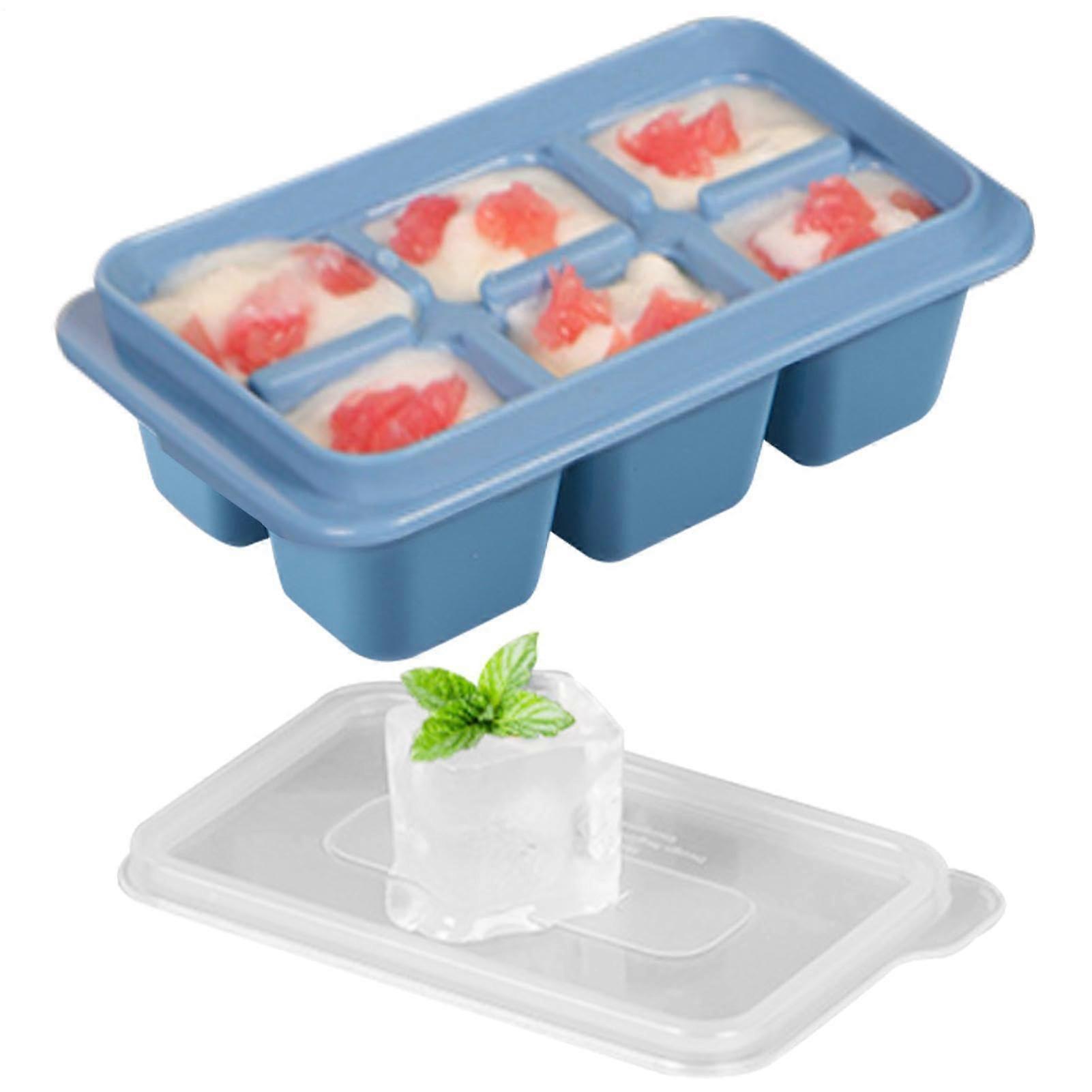 Reusable Silicone Ice Cube Tray with Lid, Easy Release Stackable Mold for Whiskey Cocktails