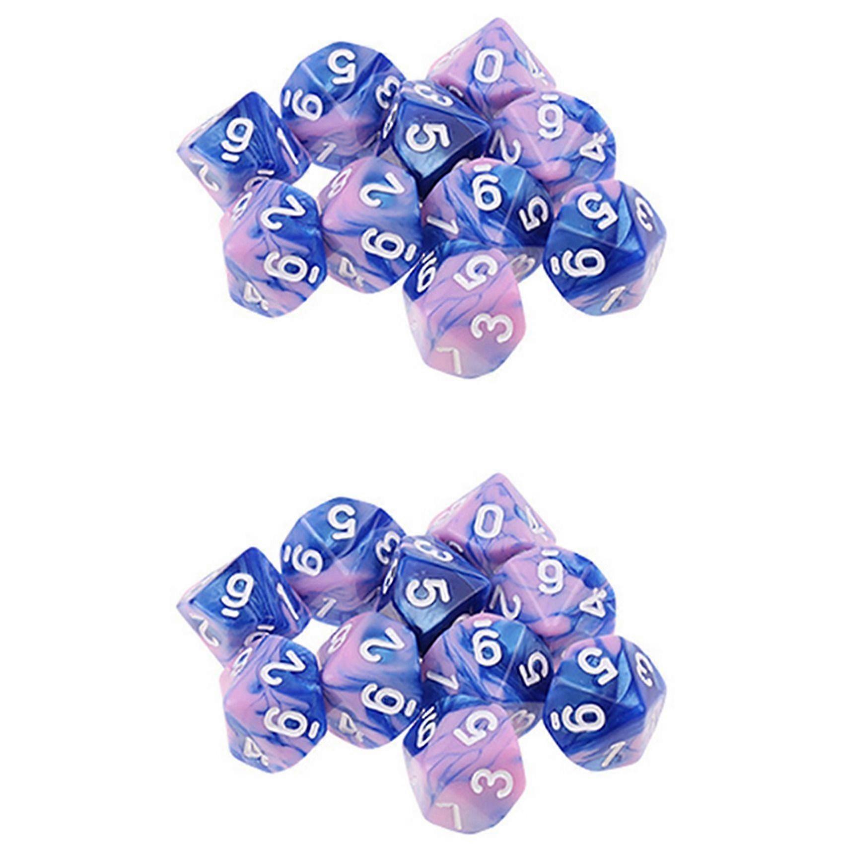 20Pcs 10 Sided D10 Polyhedral Dices Numbers Dials Desktop Table Board Game PXPF,Style 2