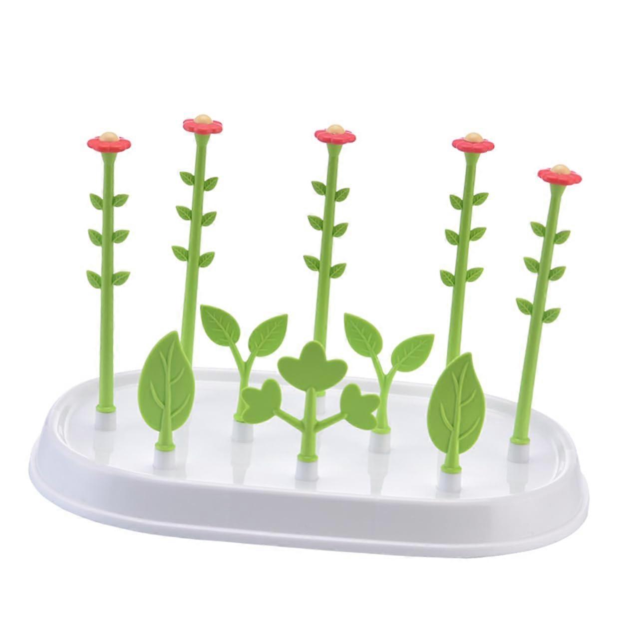 Bottle Drying Rack with Stable Peg Holding, AntiSlip Base, Easy Clean, Flower Shape Design