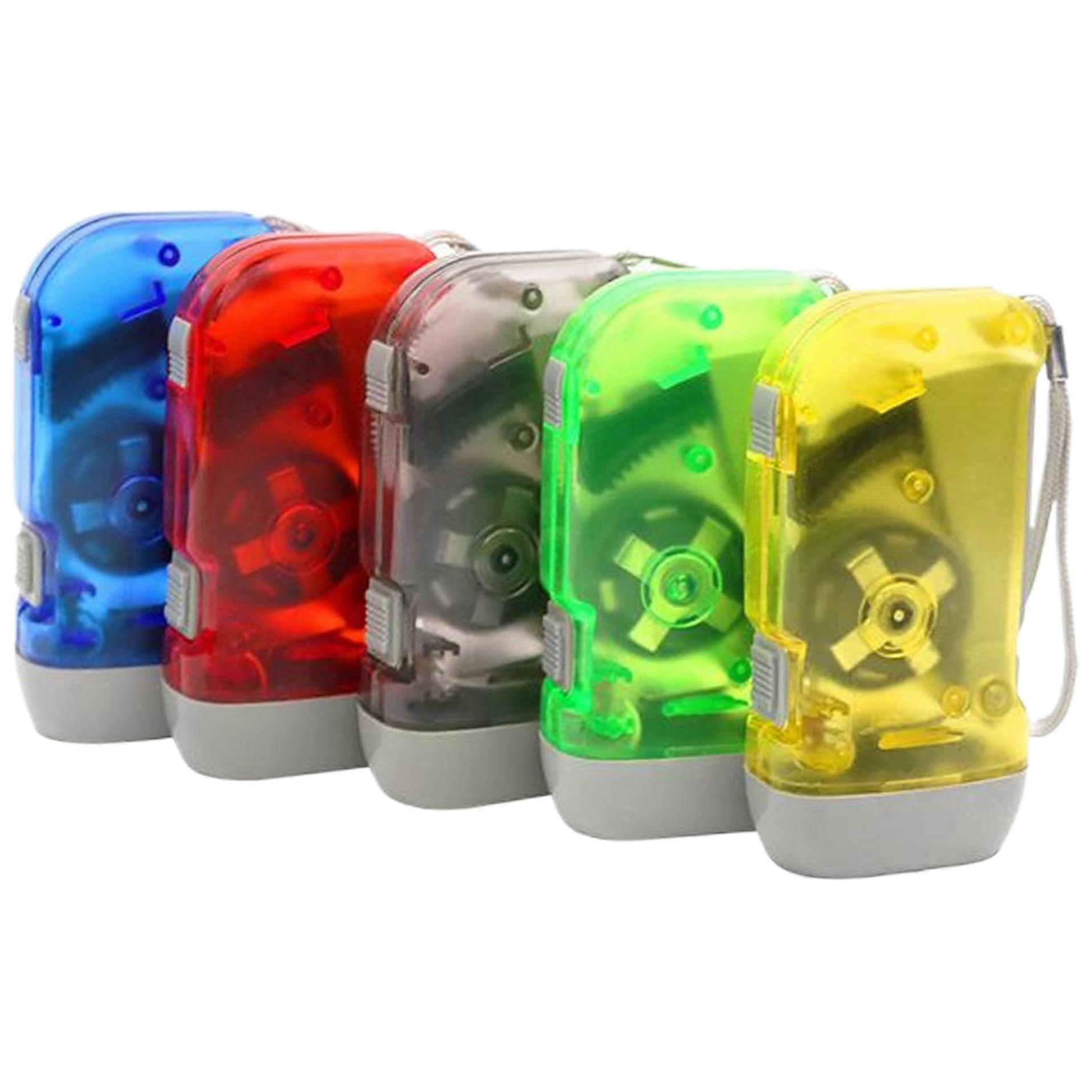 5Pcs Hand Crank Flashlight with Bright 3 LED Lights, Battery Emergency Flashlight for Camping