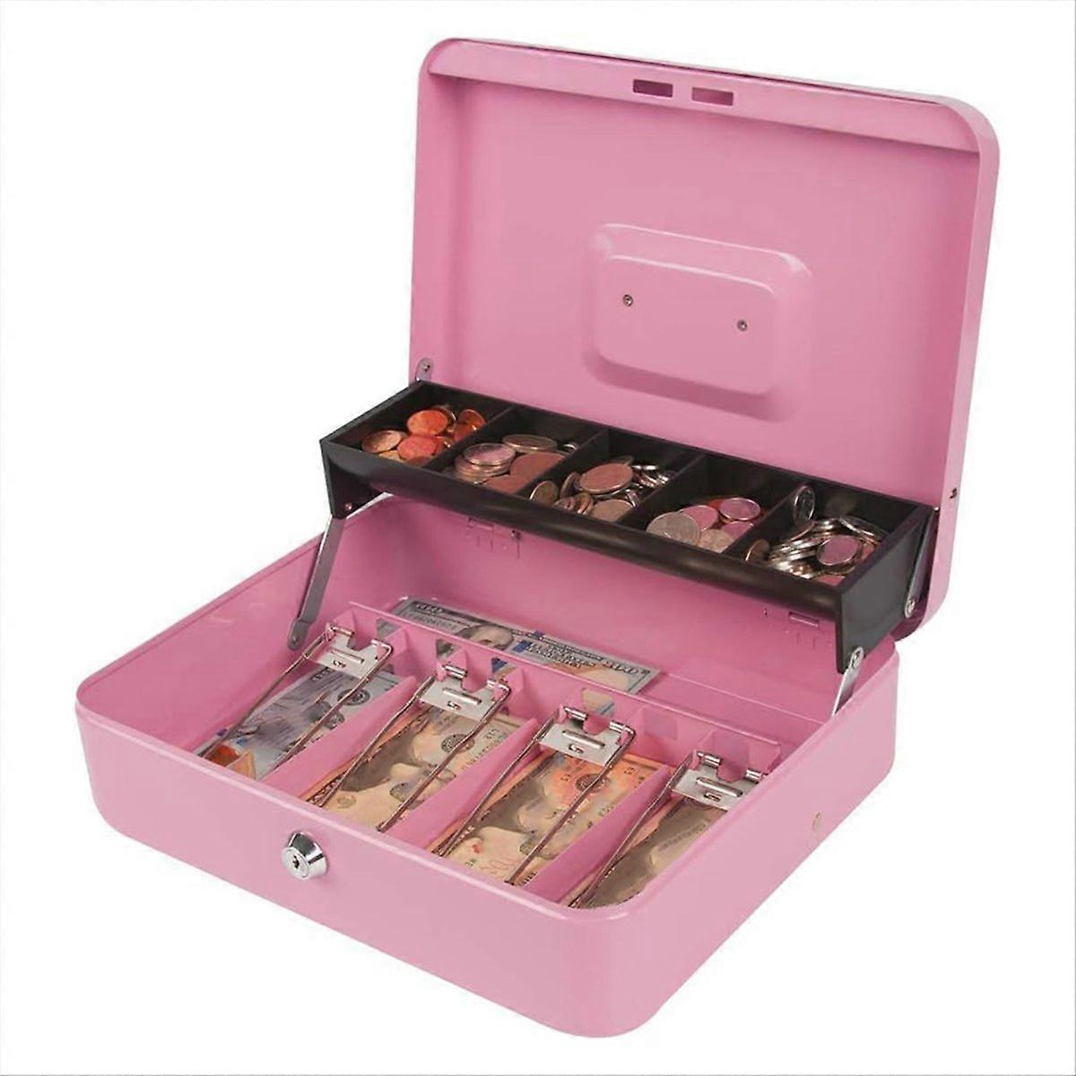 Lockable Metal Cash Box, Multi-Compartment C