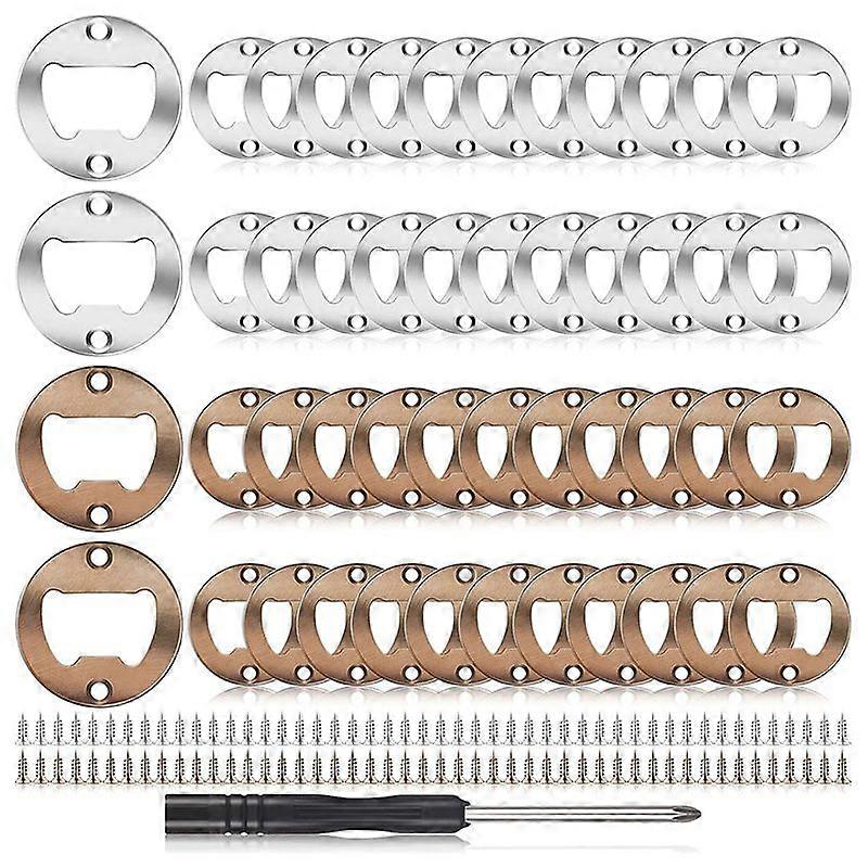 40Sets Beer Bottle Opener Inserts Kits Round DIY Opener Hardware Kit