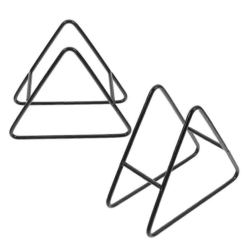 Black Iron Triangle Coaster Holder for Storage 2Pcs Multifunctional Rack