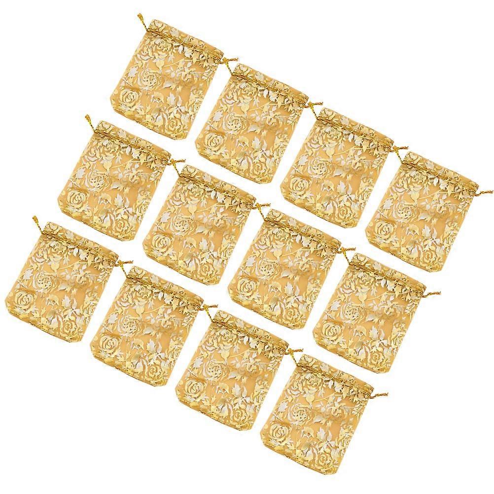 Candy Bag Chic Mesh Drawstring Bag for Storage Use 100Pcs Golden