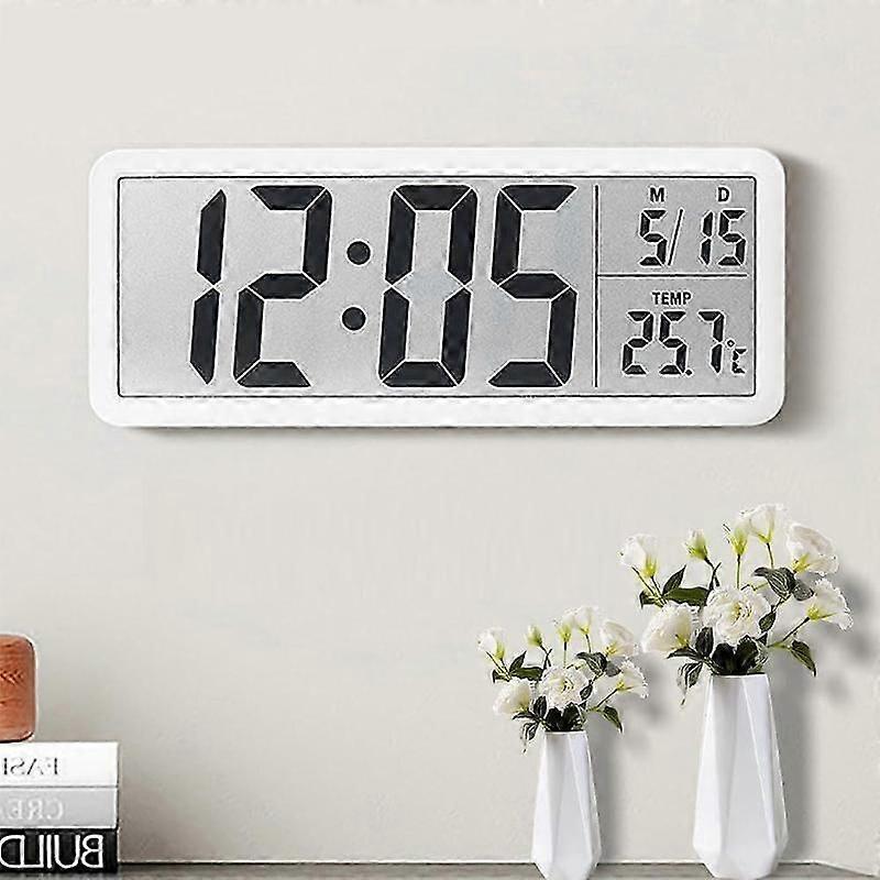 8Inch Digital Wall Clock LCD Display Time Temp Date Battery or USB Powered