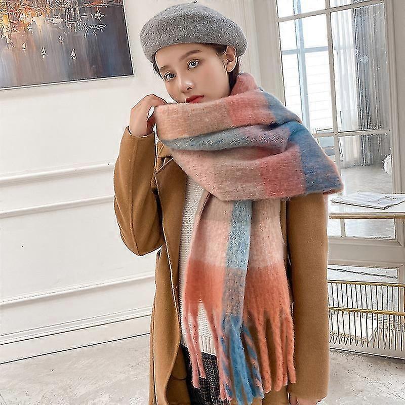 Bufanda de tartán extragrande para mujer, chal de invierno