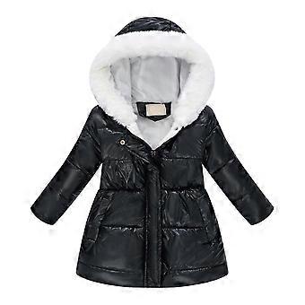 Cappotto invernale con cappuccio e finiture per bambini, giacca calda con cerniera e vestibilità aderente per il freddo, tinta unita