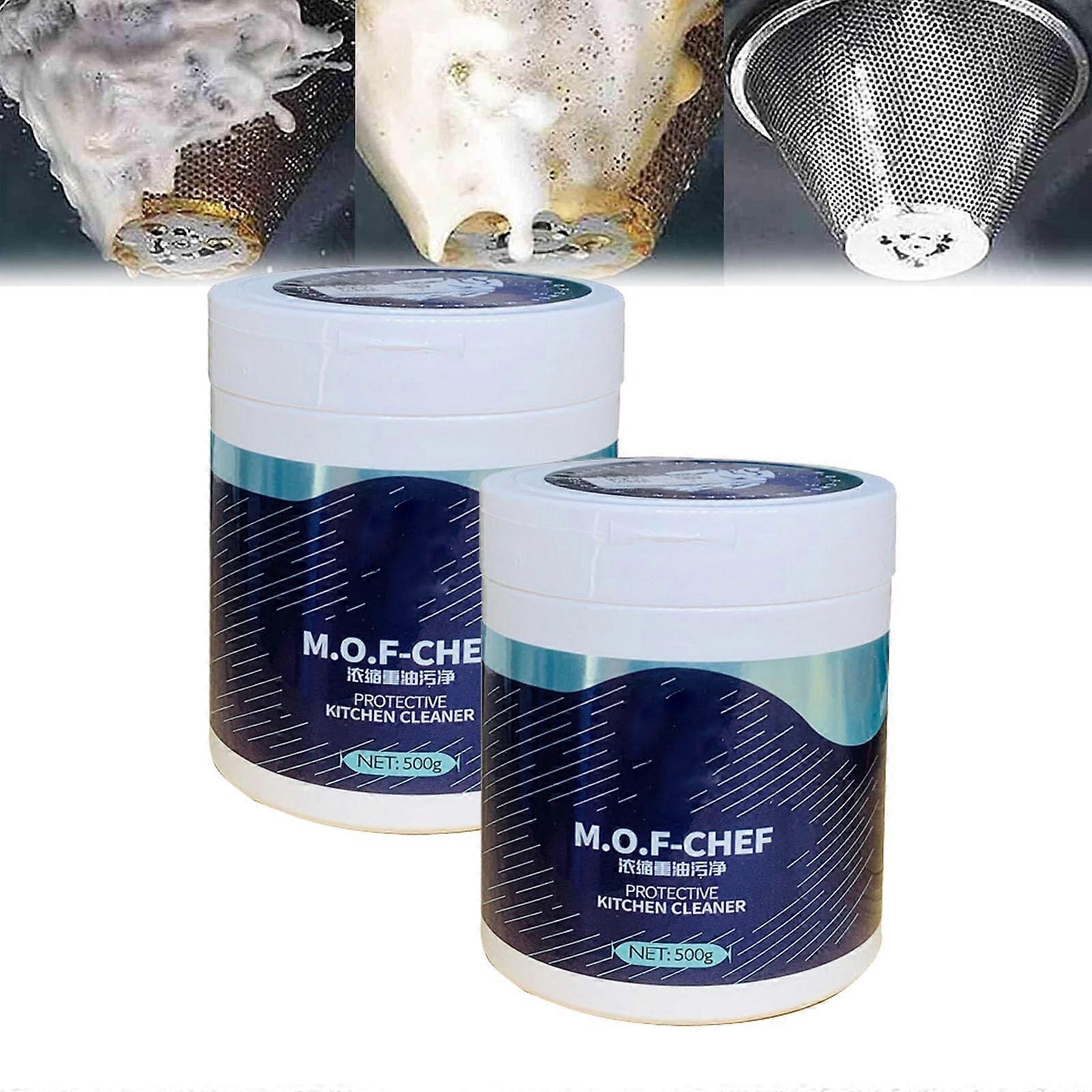 Kitchen Cleaner Powder 2PCS Powerful Grease Remover and Rust Dissolver Foaming Deep Clean