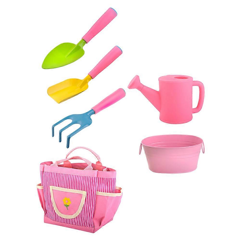 Mini hagerive for barn, 1 sett, rosa planteleker