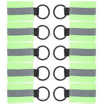 Portachiavi riflettenti ad alta visibilità per chiavi e zaini, colore verde chiaro, design elegante, confezione da 10 pezzi.