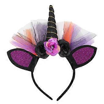 Halloween Unicorn Headband Hair Decoration Kids Party Supplies Multi Color 1 Set