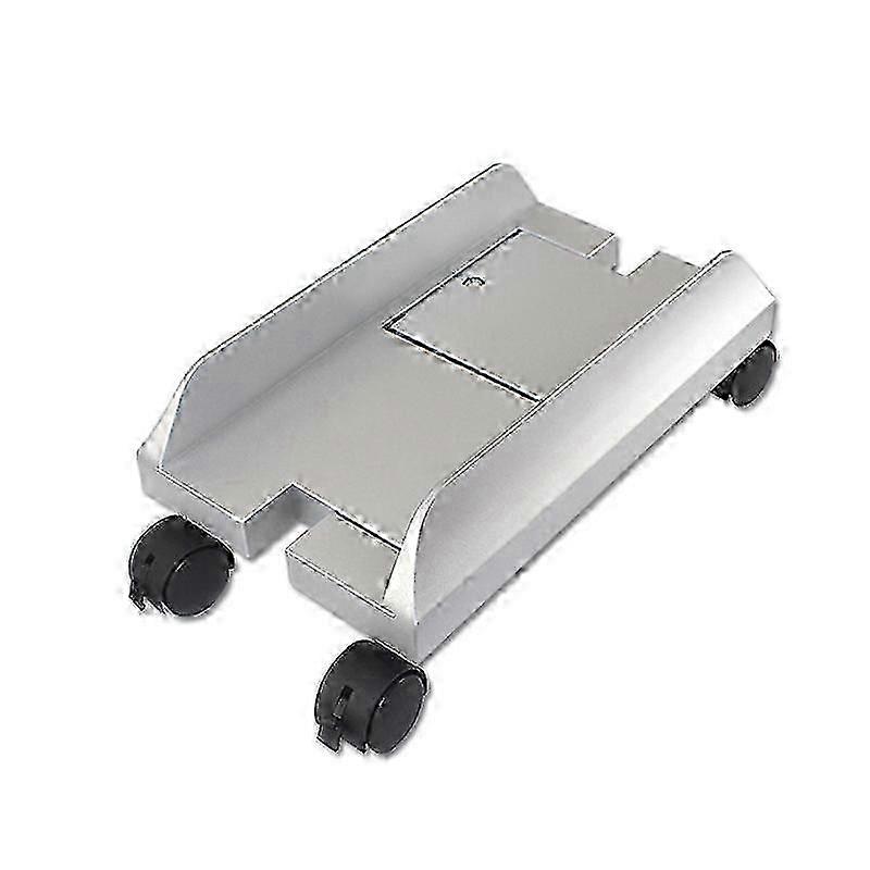 Computer Case Holder, Adjustable Desktop Storage Rack with Brake, Mainframe Rack, Silver