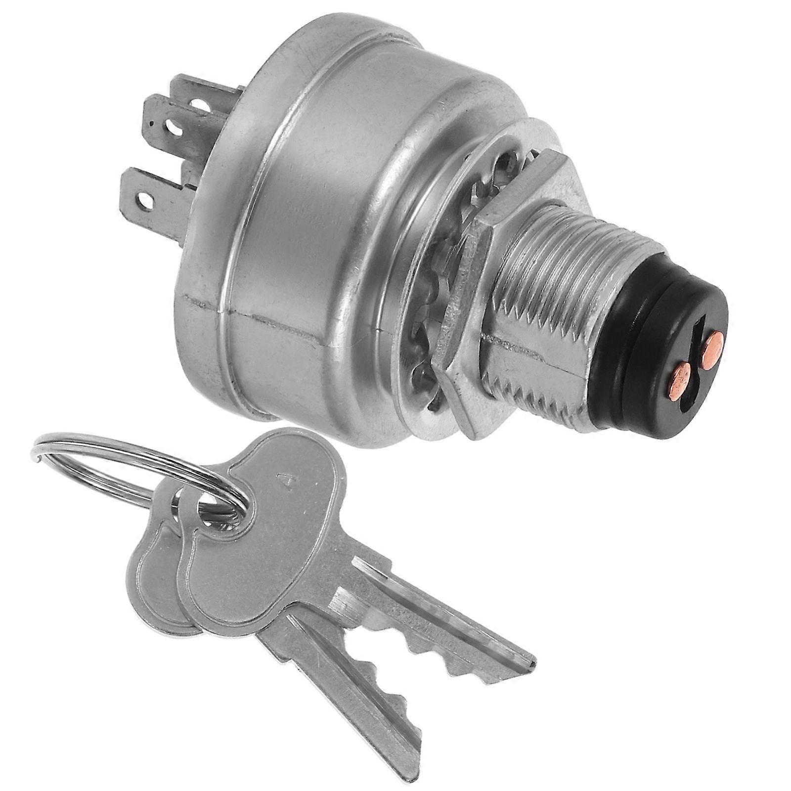 Lawn Mower Ignition Start Switch with Key for Replacement Durable Silver