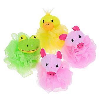 4Pcs Cartoon Animal Shaped Bath Ball Colorful Bath Sponge Kids Shower Ball Bath Puff (Random Style)