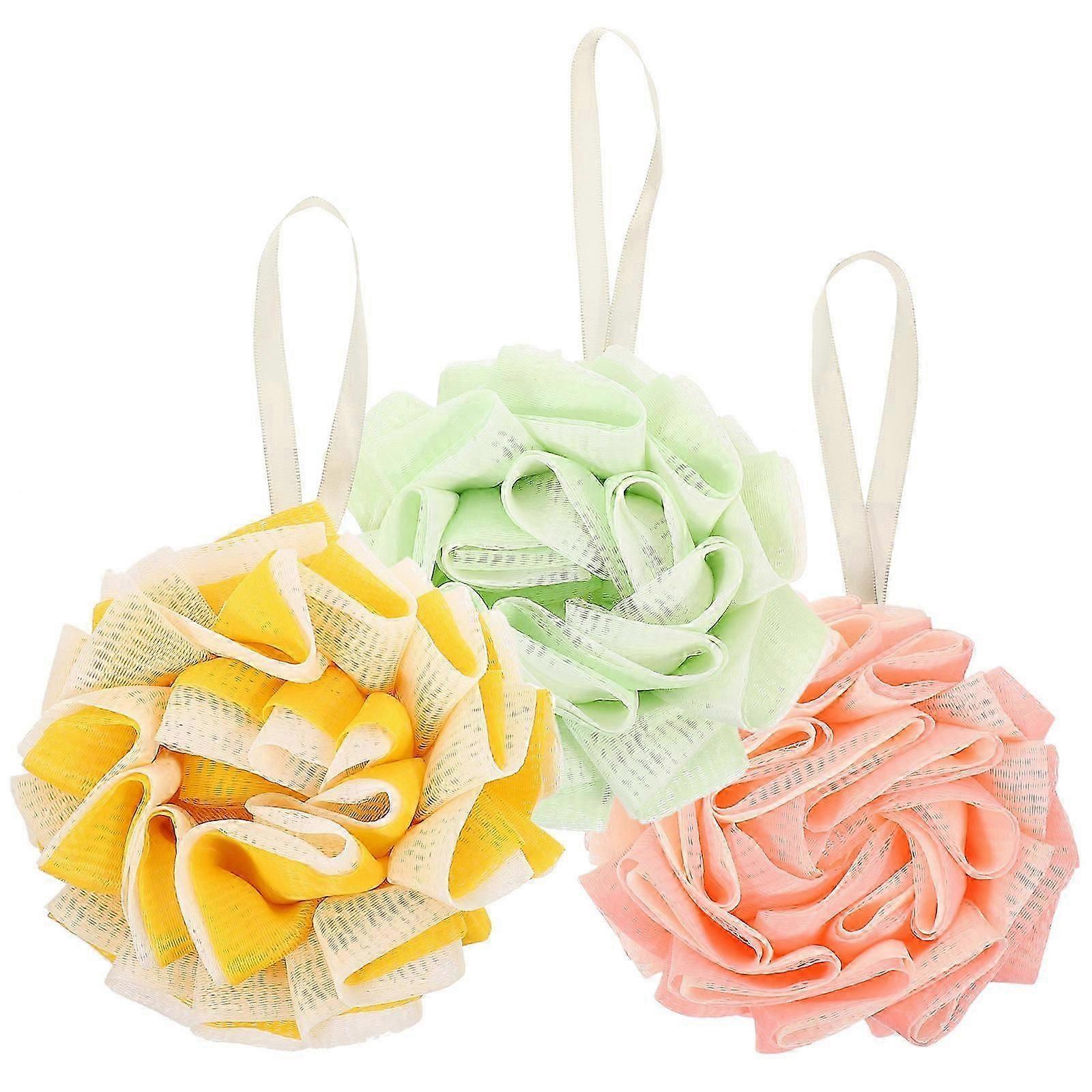 3Pcs Exfoliating Bath Sponges, Assorted Colors for Shower Use
