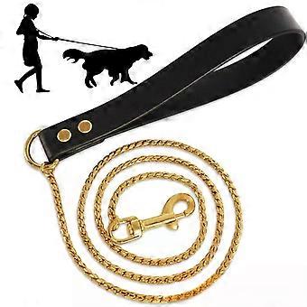 Pet Dog High Quality 120cm 4mm Metal Chain Stainless Steel PU Leash with Handle