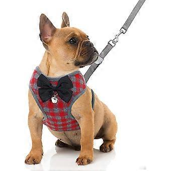 Small Dog Harness And Leash Set - No Pull Pet Harness With Soft Mesh Nylon Vest For Small Dogs And Cats-Red